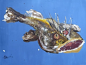 Long Shan, Baudroie fond bleu gris (Lotte) - Peintures